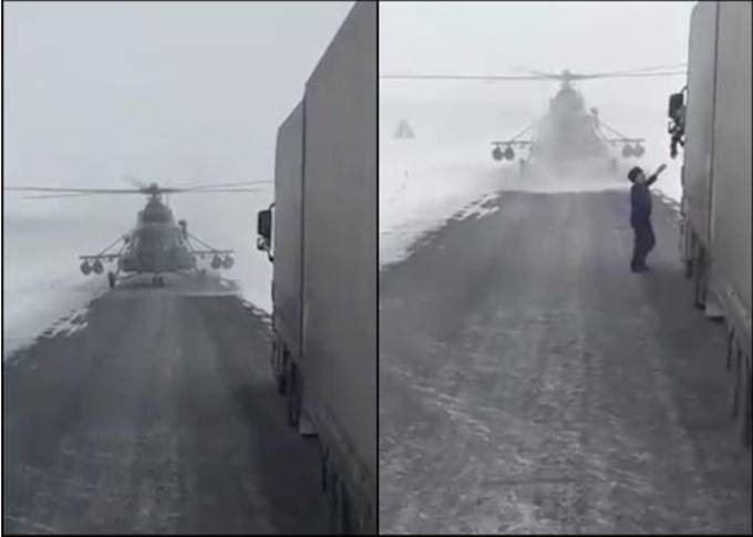 直升机迷路停公路：拦住货车问路 哈萨克斯坦国防部如此回应